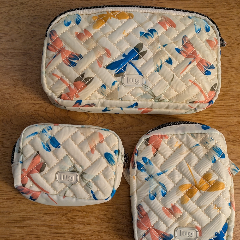 Lug Round-Trip 3pc Storage Pouch Set - Cream and Multicolor